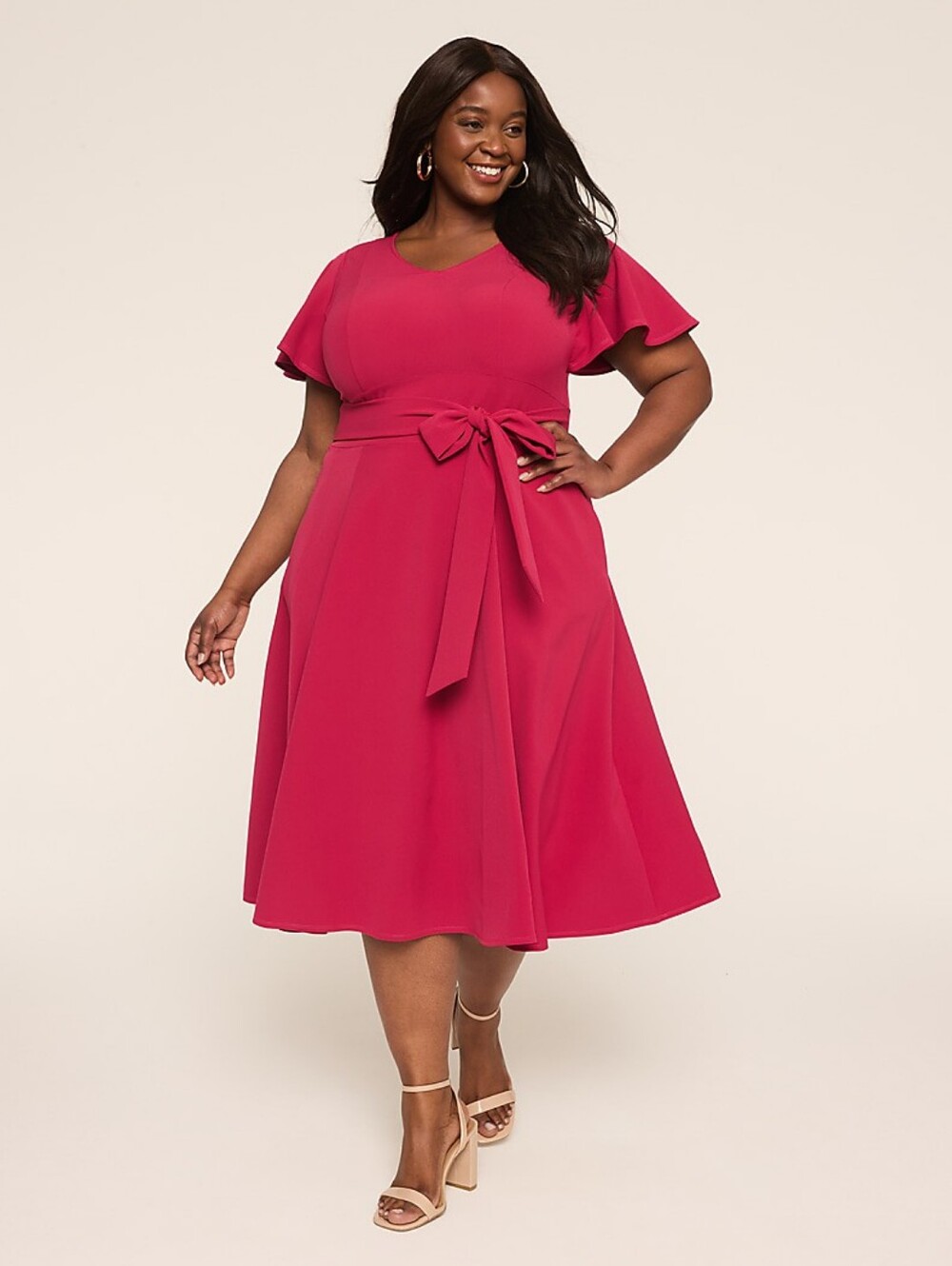 LANE BRYANT - Pink - Lena V-Neck Level-Hem Midi Dress Size 12 NWOT